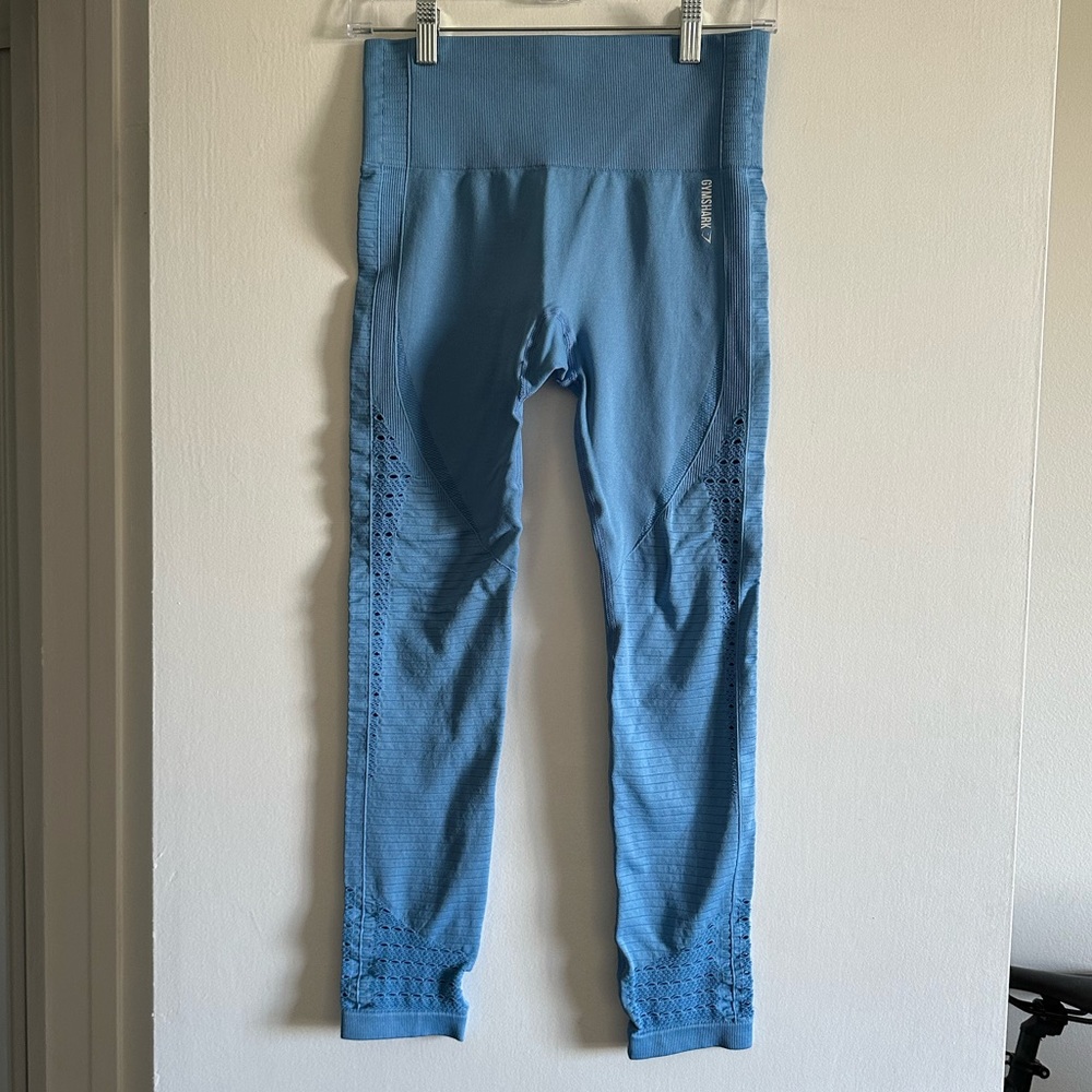 Gymshark Light Blue Seamless Athletic Activewear Leggings size Small EUC